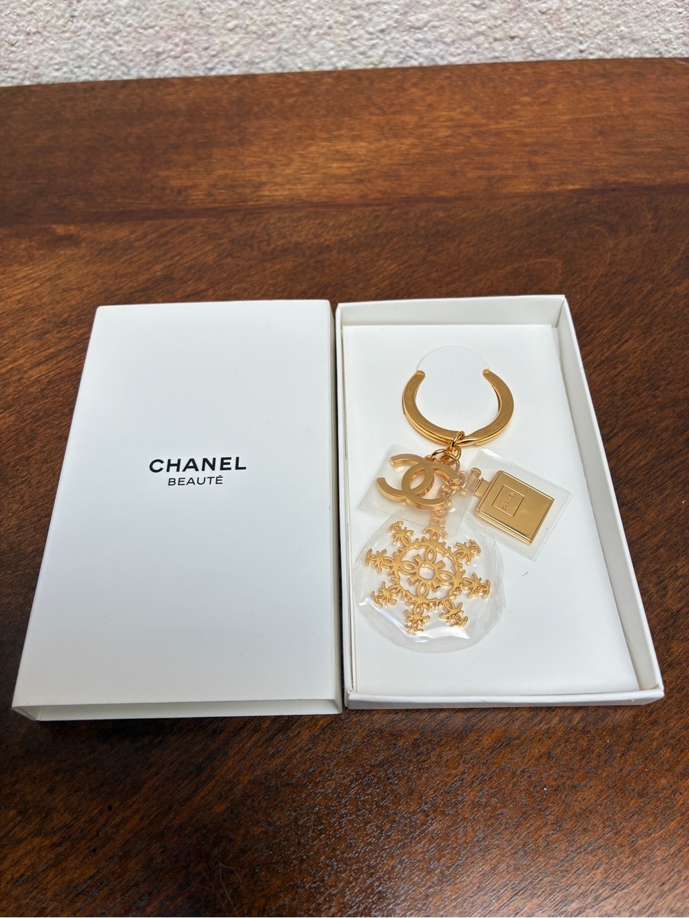 Chanel Gold Snowflake Key Ring Charm